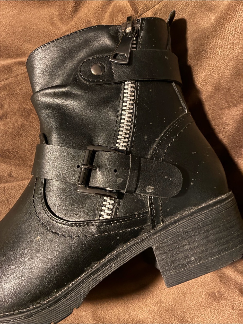 Dune brand,Black Moto Ankle Boots with Buckle and Side Zip, size 8.5, nwot - Picture 7 of 11